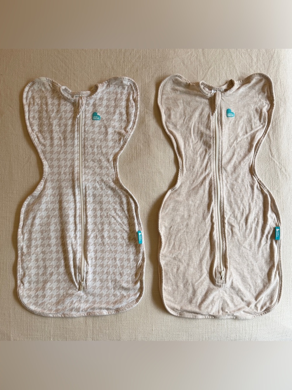 2 Love To Dream Swaddle Up Stretch Cotton - Tan Houndstooth & Oatmeal S